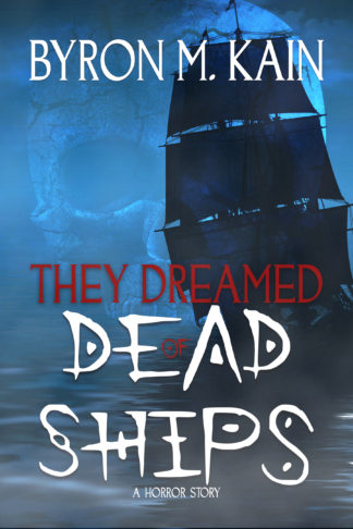 cover with a ship with sales in the foreground and a skull in the background