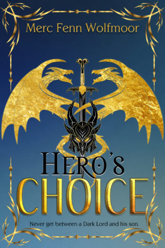 cover for Hero's Choice includes a dark horned mask, a sword, and two golden dragon like figures